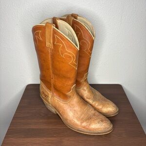 Vintage Dingo Cowboy Boots Brown Leather Western Pull On Rodeo Mens Size 10.5D